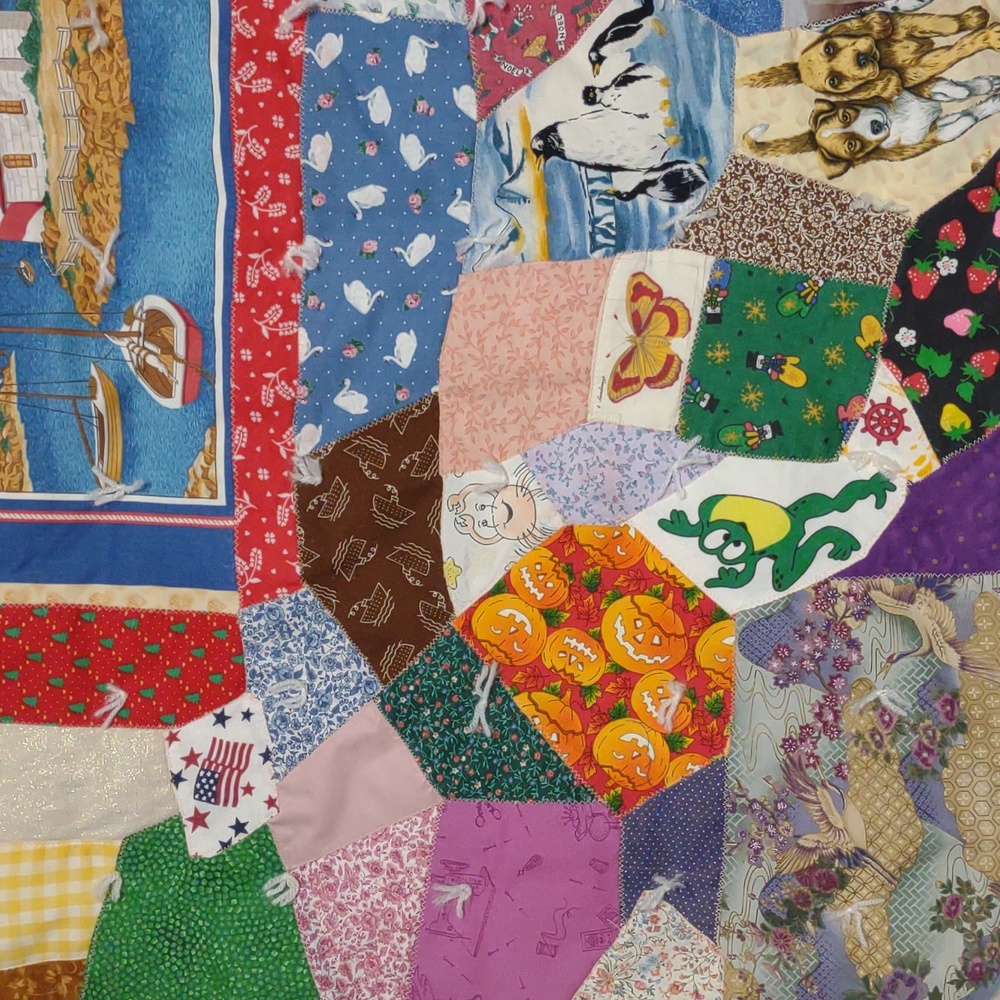 Handmade Crazy Quilt Blanket 42"X 33" - Picture 6 of 8